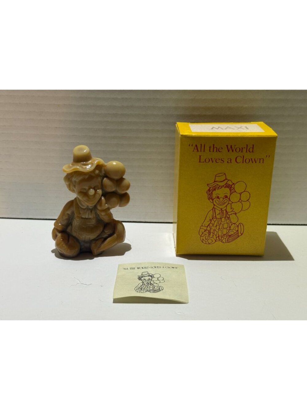 Vintage Mosser Glass All the World Loves A Clown "Maxi" Tan/Brown